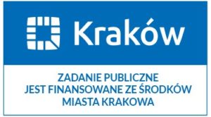 Logo Miasta Kraków i napis "Zadanie publiczne finansowane ze środków Miasta Krakowa